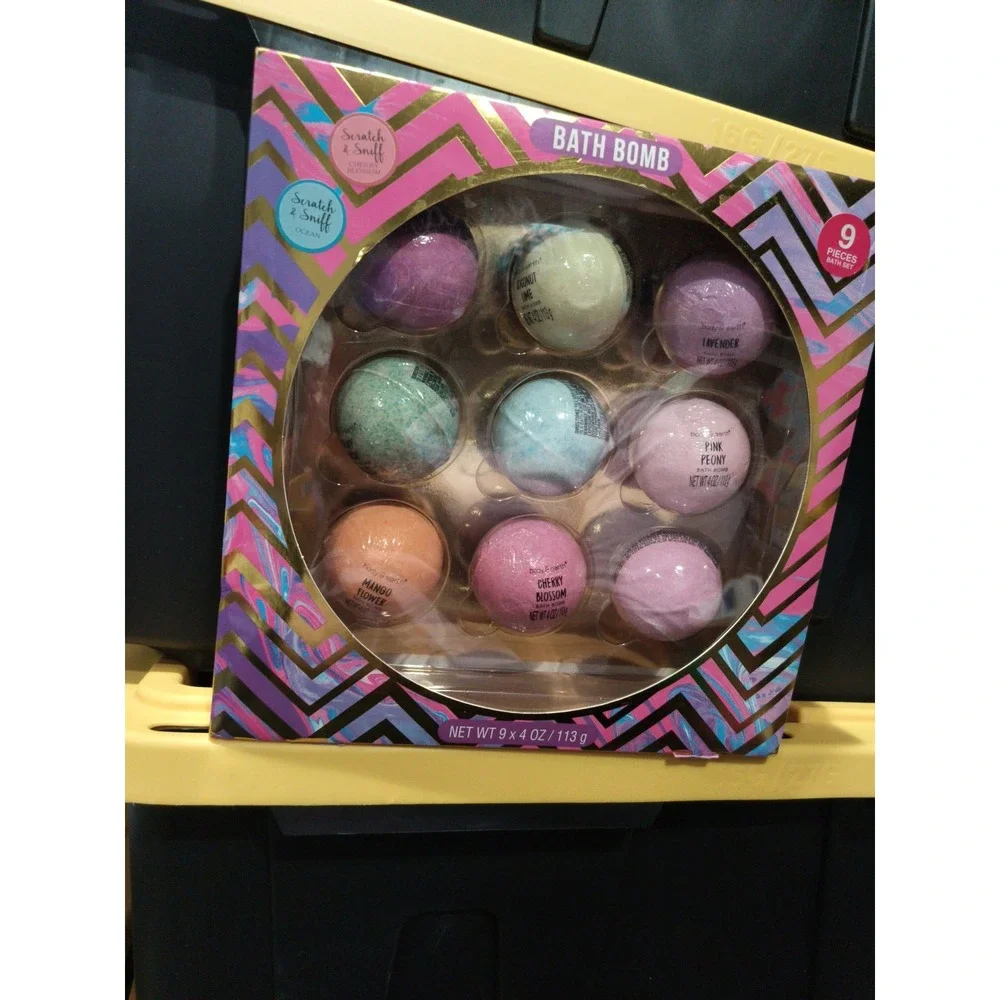 Body & Earth Nine (9) Pc. Bath Bomb Set 4 Oz. Each Variety of Scents Spa Time